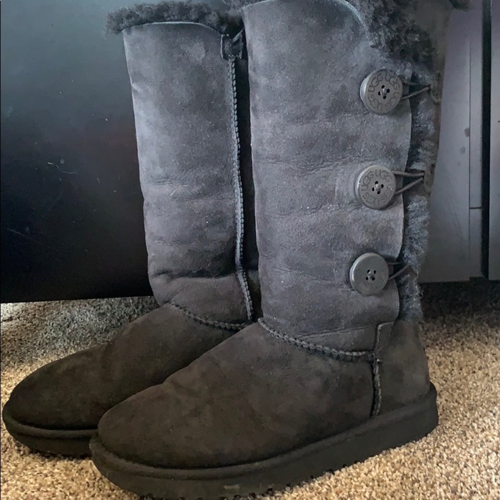 Tall Black UGG Boots with Button Details